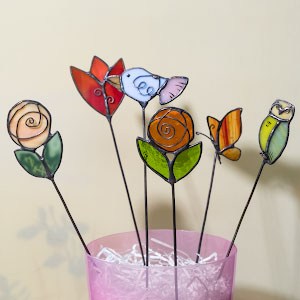 Витражные украшения для цветочного горшка - витражи в подарок - купить в интернет магазине ХНУМ