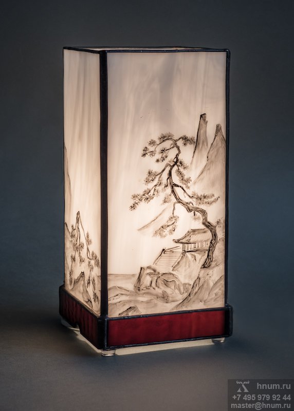 Лампа Пейзаж с ручной росписью по стеклу - купить в интернет-магазине - АРТ-ХНУМ