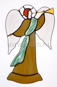 Ангел трубящий большой тиффани вариант 3  -на просвет и отражение