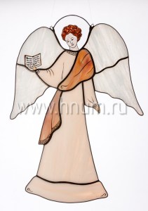 Витражная подвеска Ангел с книгой малый - В-32-к