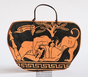 Геракл с Немейским львом (12 Подвигов Геракла, роспись по керамике) 